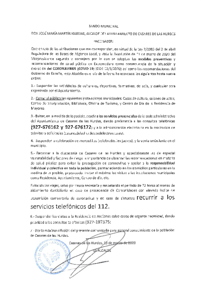 Imagen MEDIDAS PREVENTIVAS POR CORONAVIRUS